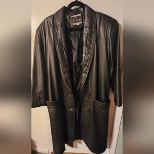 Goth, Vintage, Global Identity Black Leather Trench Coat